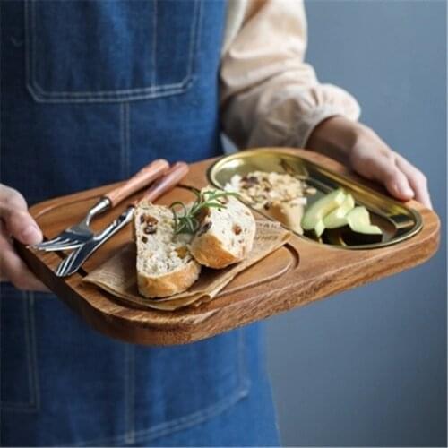 Japanese-style Home Kitchen Tableware Solid Wood Dining Plate Snack Plate Acacia Wood Cutting Board Breadboard