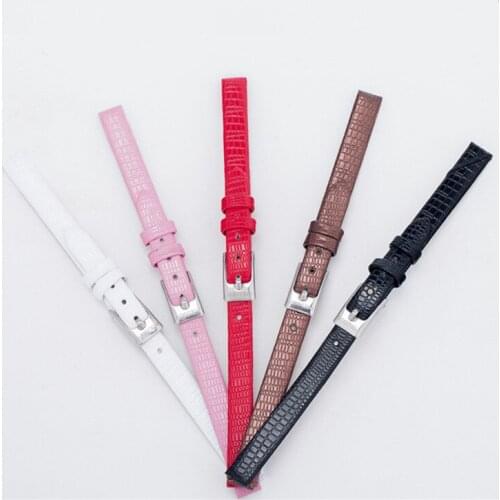8mm High Quality Slub pattern Leather Watchbands for Womens Watches Watch Accessories Thin Watch Strap Wrist Belt Pin Buckle