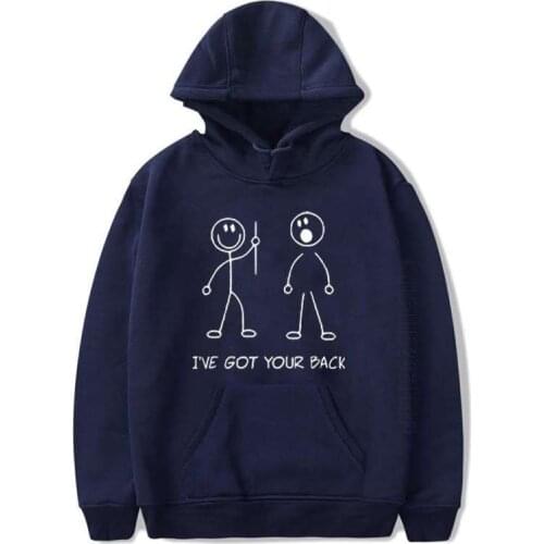 Funny Hoodie Women Long Sleeve Pullover Streetwear I've Got Your Back Print Warm Hooded Tops Men Outwear Streetwear
