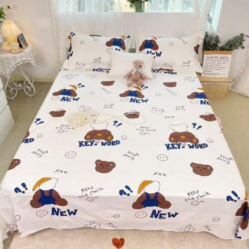 1pc 100% Cotton Elastic Printing Bed Sheets Stretch Floral Washable Coverlet Dust-proof Household Bedspreads For King Queen Bed