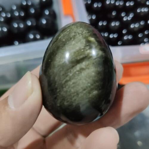 1pcs 5cm Egg Shaped Stone Gold Sheen Obsidian Rock Gemstone
