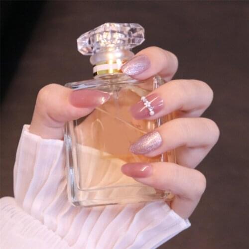 24pcs False Nails With Design Cats Eye Pearl Inlay Wear Long Paragraph Fashion Manicure Patch Fully Covered Nail Decoration