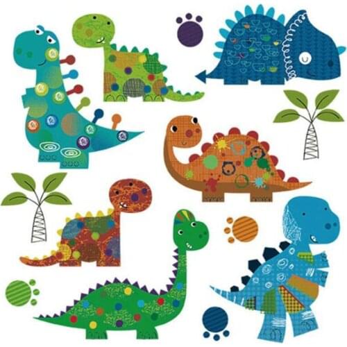 Cute PVC Patch 7pcs dinosaur deal with it Clothes Heat Transfer Printing T shirt baby iron on patches for clothing girl Stickers