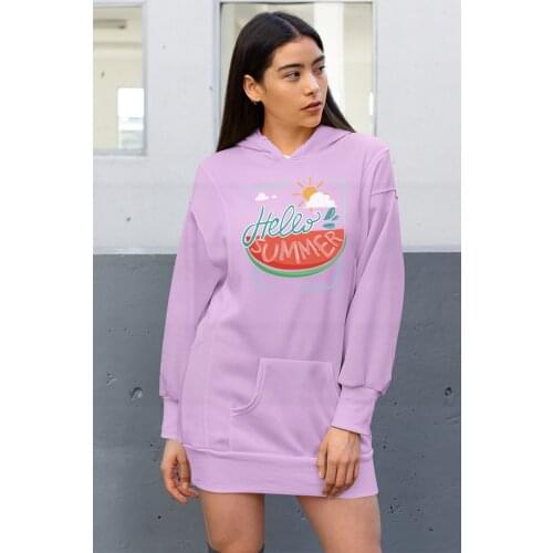 Angemiel Wear Colorful Hello Summer Pink Dress Sweatshirt Tunik