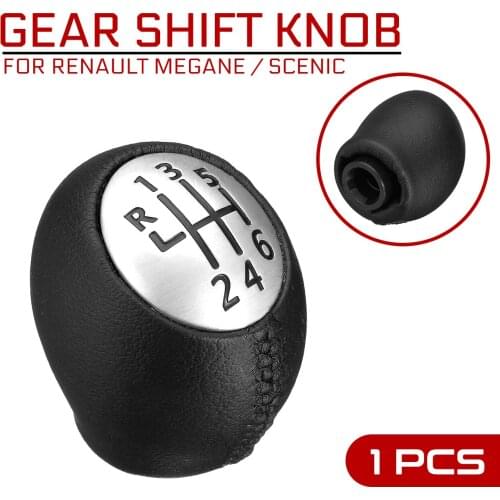Car PU Leather Gear Shift Shifter Knob Lever Stick Replace for Renault Megane Clio Laguna Scenic For Vauxhall Opel 6 Speed