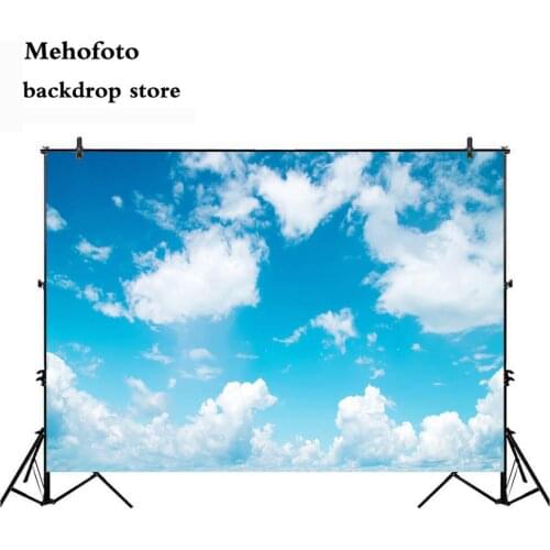 Mehofoto Blue Sky White Cloud Photography Backdrops Newborn Baby Photo Background for Family Seamless Vinyl Cloth 815