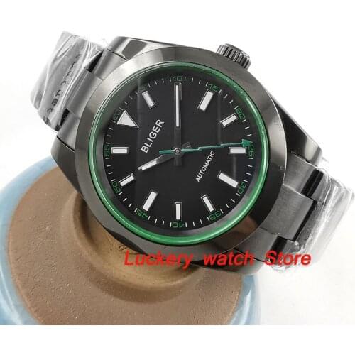BLIGER 40mm black dial Luminous saphire glass; Automatic movement mens watch-BA48