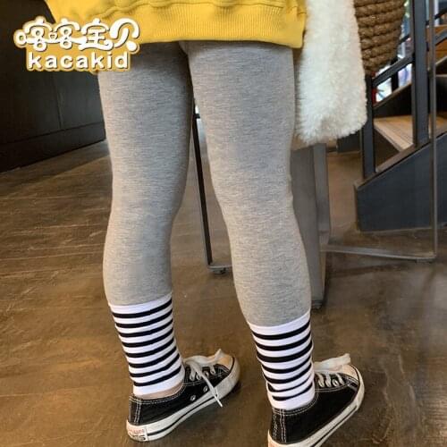 Kacakid Official Winter Girl Pants Fashion Striped Knitting Winter Girl Pants Cotton Skinny Winter Girl Pants Girl Clothes 3370