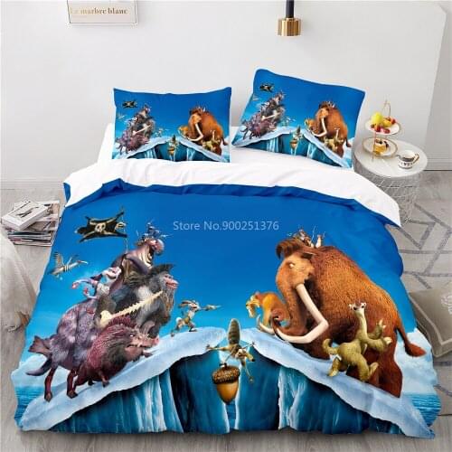 Disney Cartoon Ice Age Continental Drift Comforter Cover Pillowcase Set Queen King Size Bedding Set Duvet Cover Set Home Textile