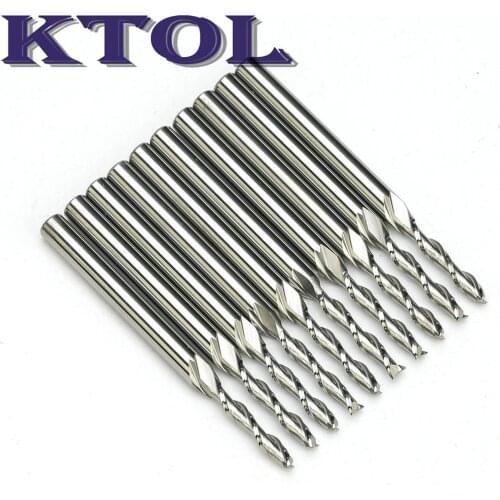 New 10pc/set 3.175x2.0x10mm 2 Flute Spiral End Milling Cutter Carbide,CNC Router Spiral Bits Tools for the Engraver Woodworking