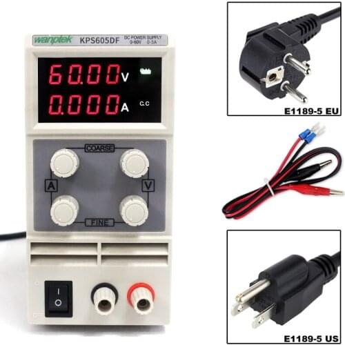 HOT SELL KPS605DF 0-60V/0-5A 110V-230V 0.1V/0.001A EU LED Digital Adjustable Switch DC Power Supply mA Display