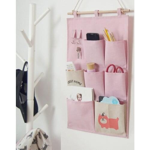 Cotton And Linen Storage Hanging Bag Wall Hanging Door Dormitory Hanging Bag Waterproof Bedroom Closet Toy Key Home Container