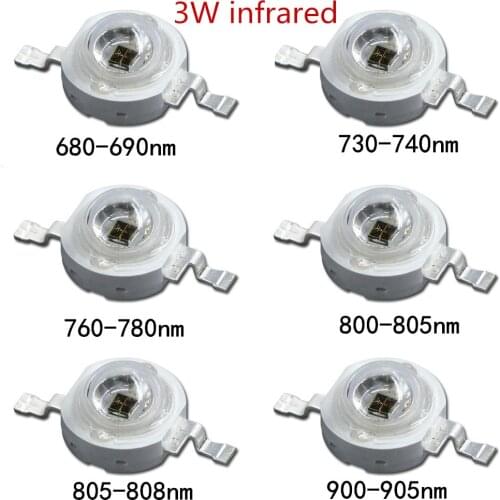 680nm 730nm 760nm 800nm 900nm infrared LED IR LED 3W IR array infrared lamp for security camera smart remote control