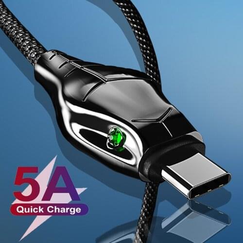 5A Fast Charging LED Indicator Micro USB Cable Usb Type C Charger Cord For iPhone 12 Pro Max Xiaomi 11 Redmi Note 10 Huawei P40