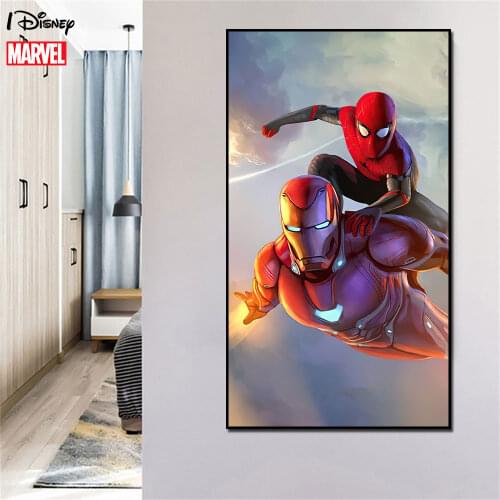 Iron Man With Spider Man Marvel Posters And Prints Canvas Painting Wall Art Picture For Living Room Home Decor Frameless