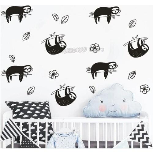 Sloth Vinyl Wall Stickers Home Decoration Art Gift For Kid Room Baby Nursery Vinilos Paredes For Mom Removable Cute Murals JW239