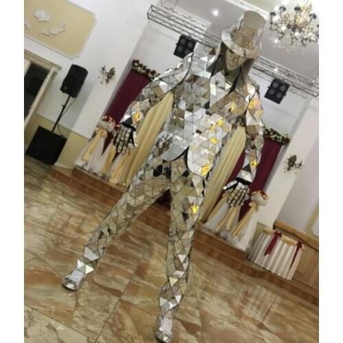 Fashion Mirror Clothing Event Party Supplies Mirror Robot Suit Dazzling Costume Men Reflective Stage Performance Clothes Outfit