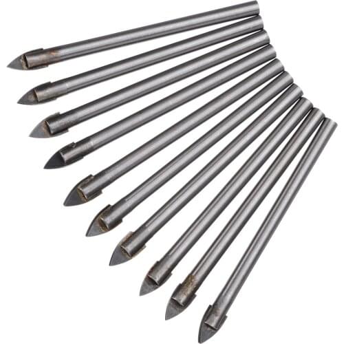 Mayitr 10pcs Glass Drill Head 6mm Cemented Carbide Glass Drill Bit Set Ceramic Drill Bits Tungsten Carbide Drill Bit