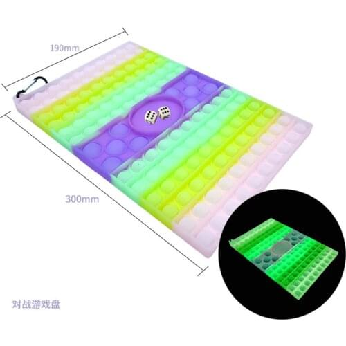 New Design 30CM 40CM Big Size Pop Glow in the Dark Huge Square Rainbow Chess Board Push Bubble Popper Fidget Sensory Toys