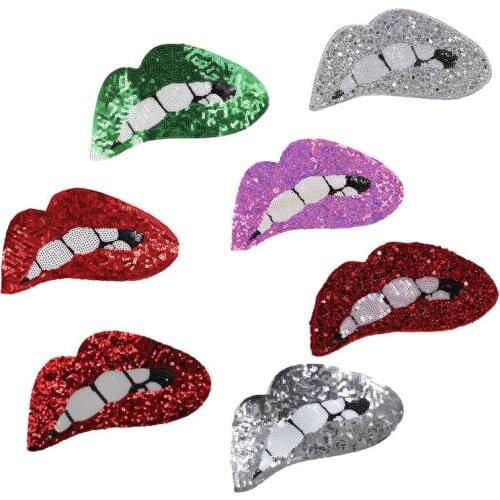Fashion Sequin mouth patches for clothing DIY iron on sew on parch appliques Embroidery applique patch ropa clothing accessories