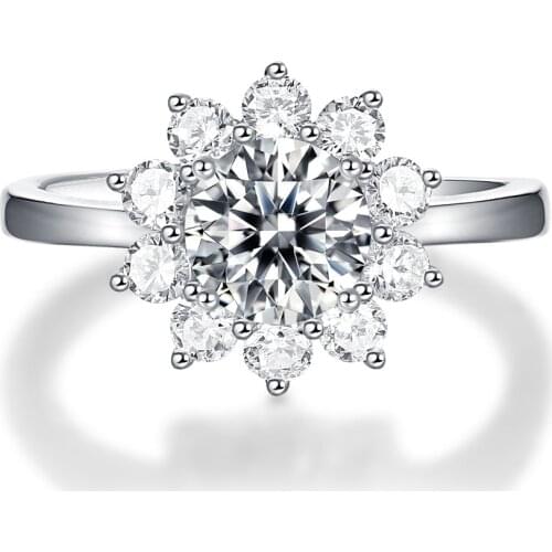 Passed Diamond Test Perfect Moissanite 925 Sterling Silver D Color Diamond Ring Women Fashion Engagement Jewelry Adjustable Ring