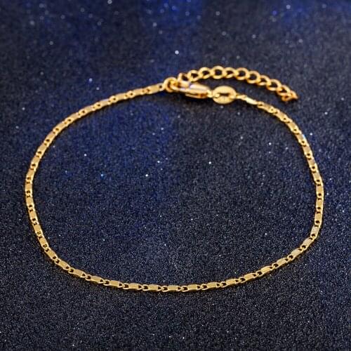 Simple Silvery/Gold Color Smooth Chain Women Anklet Bracelet Classic Ankle Chain Jewelry Wholesale