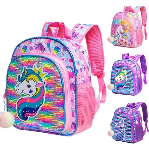 Toddler Backpack, 12.5 inch Unicorn Sequin Girls Bookbag