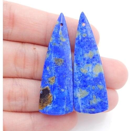 Natural Lapis Lazuli Gemstone earrings bead 41x14x5mm,9.1g