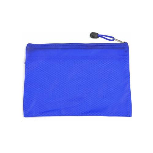 24 x 17cm Mesh Designed PVC Pen File Bags Folder Blue