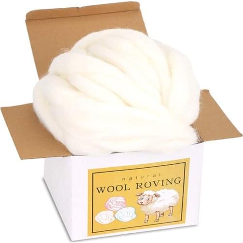 LMDZ 8.82oz Super Wool Chunky Yarn, Wool Roving Top for Needle Felting, Soft Felting Wool Supplies for Hand Spinning, Felting