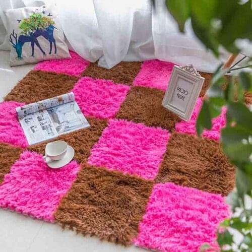 Super Plush Carpet for Bedroom DIY Color Stitching Floor Crawling Mat 0.6/1cm Thickness Foam Fluff Mats Stitching Tatami Carpet