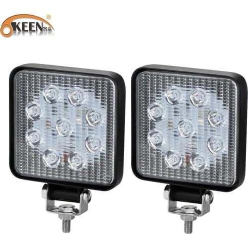 OKEEN 2pcs 4inch 27W LED Work Light Offroad Car 4WD Truck Tractor Boat Trailer 4x4 SUV ATV 24V 12V Spot Beam LED Light Bar 27W