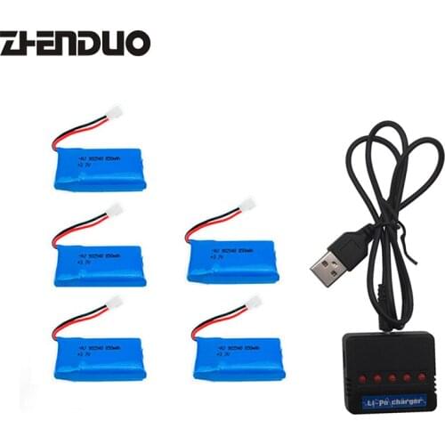 Syma X5SW X5SC Skytech M68 RC Helicopter Spare Parts X5C Battery 3.7V 850mAh with Fast Balance Charger 1 In 5