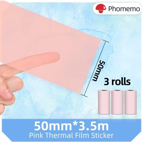 Thermal Paper for Phomemo M02/M02S/M02PRO mini Bluetooth Printer Colorful Label Sticker 53mm Thermal Roll Notes Paper Photo