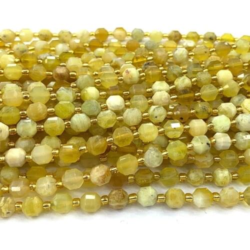 Veemake Yellow Opal DIY Necklace Bracelets Earrings Hard Cut Faceted Sharp Energy Column Beads For Jewelry Making Gemstone 06600