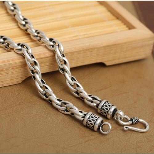 6MM Handmade Thai 925 Silver Necklace Handcrafted Vintage 925 Sterling Silver Neckace Real Silver Man Necklace