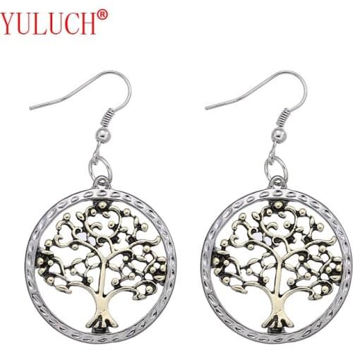 YULUCH Popular Womens Jewelry Accessories Zinc Alloy Round Hollow Tree Pendant for Fashion Womens Earrings Gifts