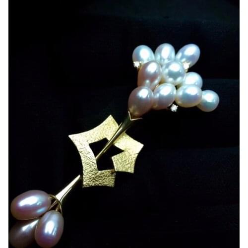 Pearl Brooches Fine Jewelry Pure 18 K Yellow Gold 100% Natural Akoya Pearls Brooch Japan Origin For Women Fine Brooches
