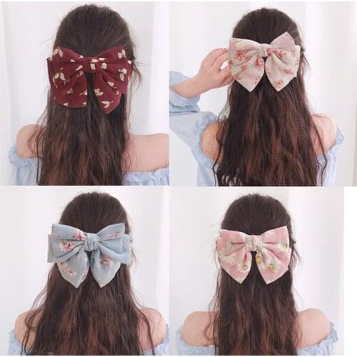Quality Big Large Girls' hair Bow Broken Flower Chiffon three layers Barrette Spring Hair Clips Women Hair Accessories