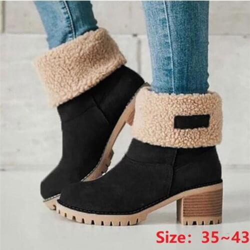 2021 Winter Snow Boots Ladies Warm Wool Booties Ankle Boot Comfortable Casual Shoes for Women Mid Boots Sapatos Femininos