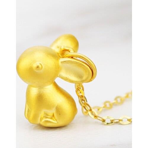Pure 24k Yellow Gold Pendant 3D Lovely Rabbit Pendant 0.7-1.1g 12x10mm Gift For Women