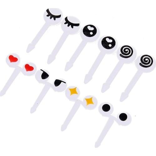 10PCS/Set Food Fruit Fork Picks for Kids Cute Eyes Little Forks Dessert Forks Mini Cartoon Toothpick for Cake Dessert Pastry