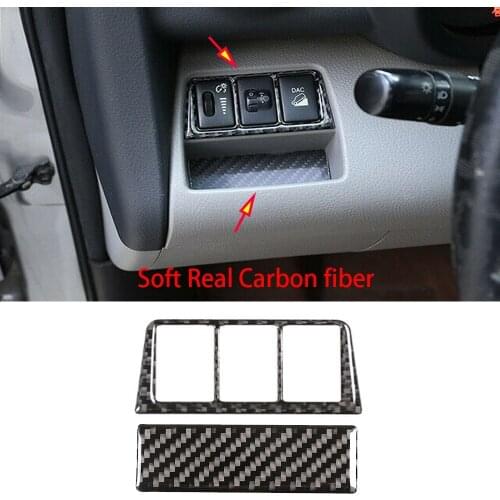 2*Carbon Fiber Headlight Switch + Card Box Pad Mat Cover For Toyota RAV4 2006-2012
