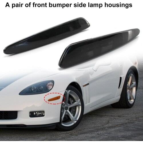 2Pcs Car Lamp Cover Sturdy Auto Front Bumper Side Light Housing GM2551196 GM2550196 for Chevrolet Corvette C6 05-13
