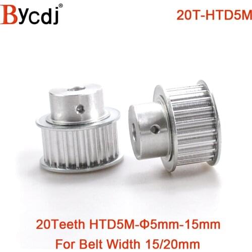 20 Teeth HTD 5M Synchronous Pulley Bore 5/6/6.35/7/8/10/12/14/15/16/18mm for Width 15/20mm HTD5M Timing Belts wheel 20Teeth 20T