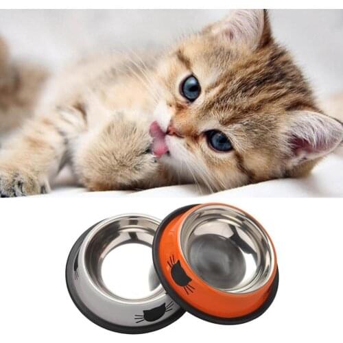 3Color Durable Stainless Steel Pet Cat Bowl Pet Bowl Stainless Steel Non-Skid Rubber Base Dog Bowl Cat Bowl For Food Water 150gB