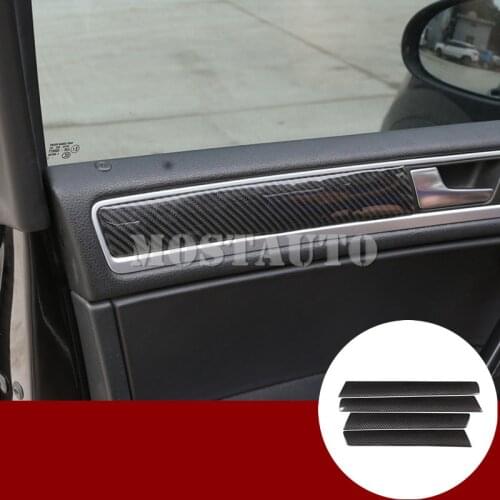 For VW Touareg Carbon Fiber Front & Rear Car Door Panel Trim Cover 2011-2018 4pcs Car Accessories Interior Car Decor Car Trim