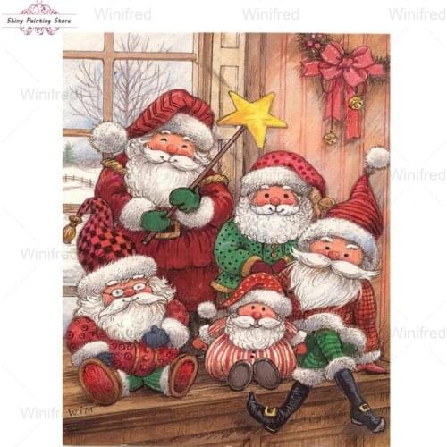5D Cartoon Diamond Painting Christmas Santa Claus Full Square Round Drill Diamond Embroidery Handmade Gift Christmas Decoration