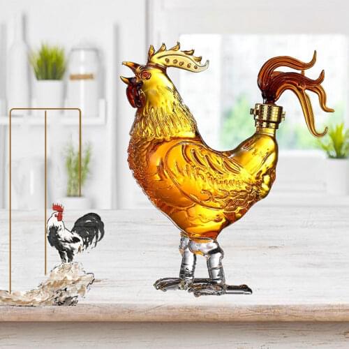 750ml luxury fashion home party animal chicken shaped whiskey decanter for Liquor Scotch Bourbon DDC-204