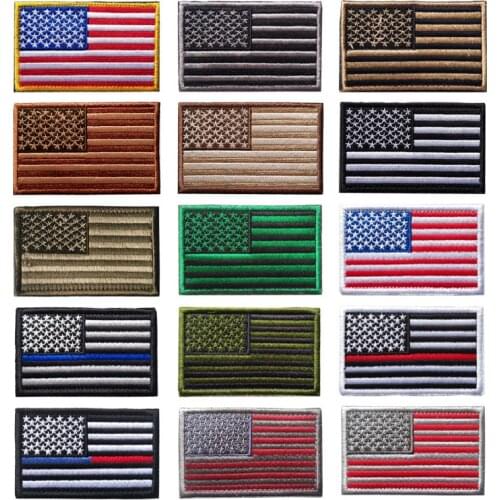 American Flag USA Embroidery Velcro Armband Cloth Sticker Backpack Hat Clothes Decoration Applique Army Tactical Military Patch
